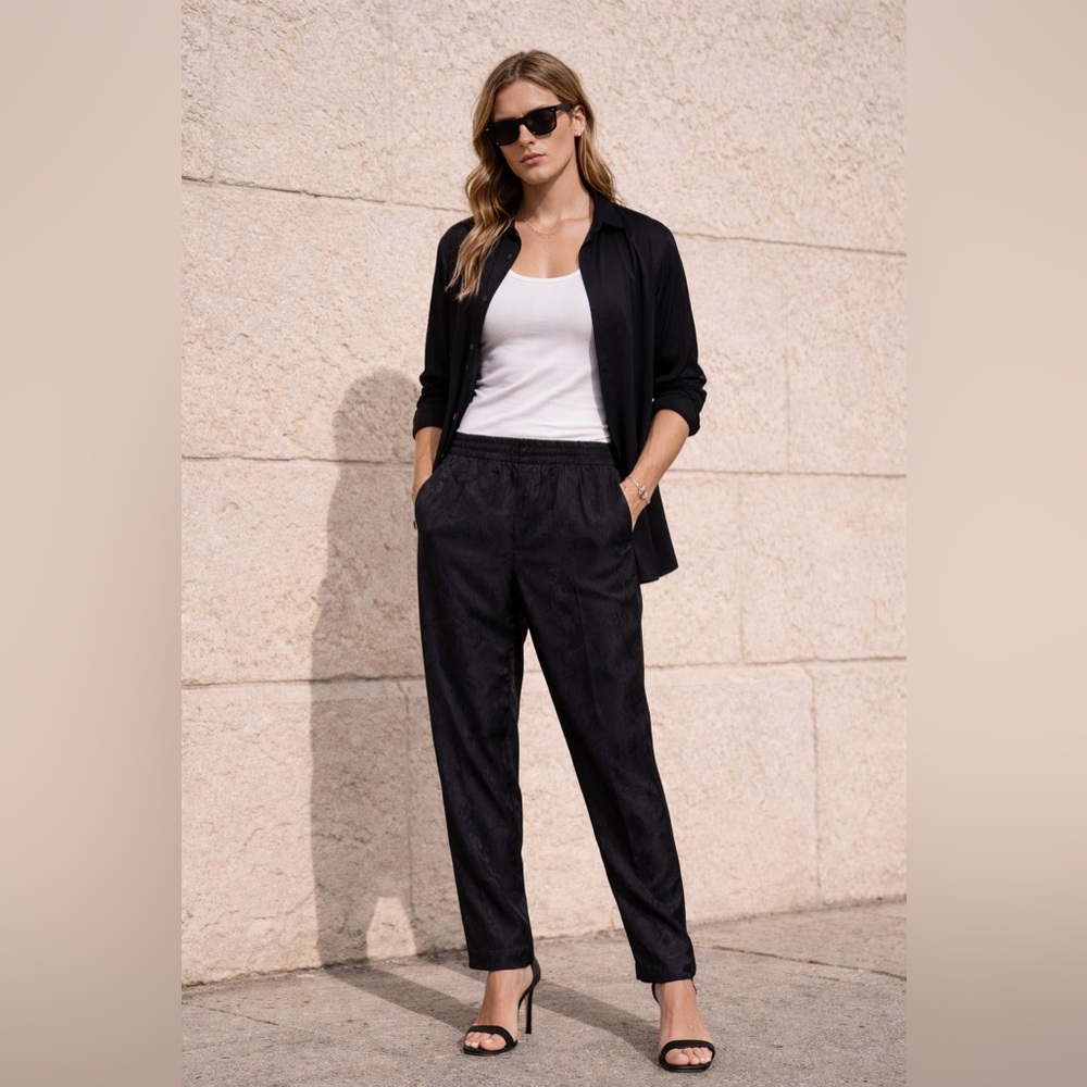 The Kooples Size 3 (Size L/Size 8) Jacquard Silky Tuxedo Pull-On Pant